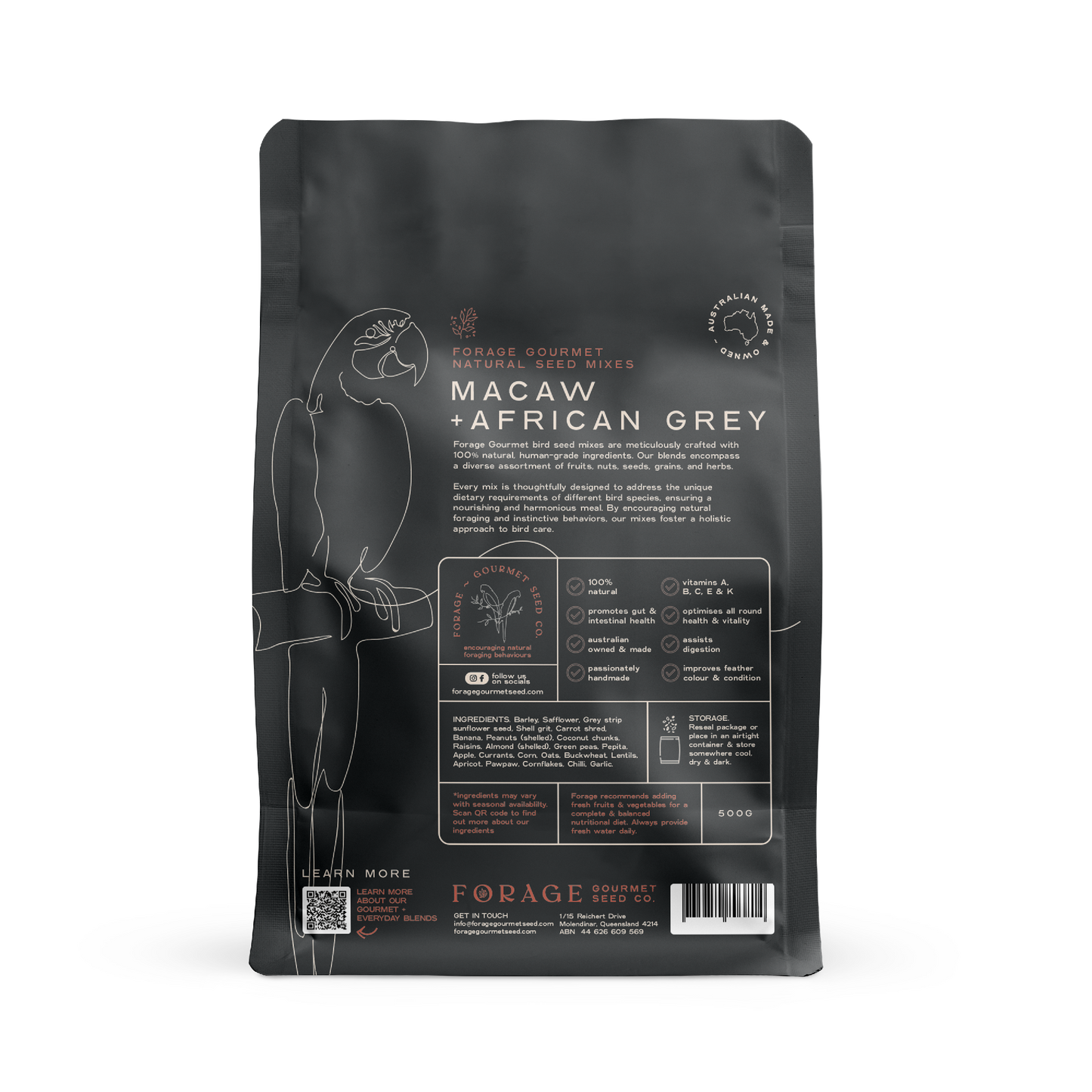 FORAGE MACAW & AFRICAN GREY 500G