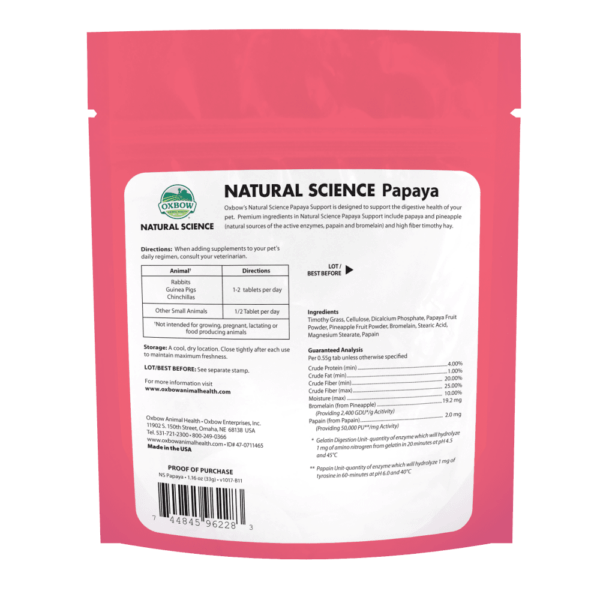 OXBOW NATURAL SCIENCE PAPAYA SUPPORT 33G