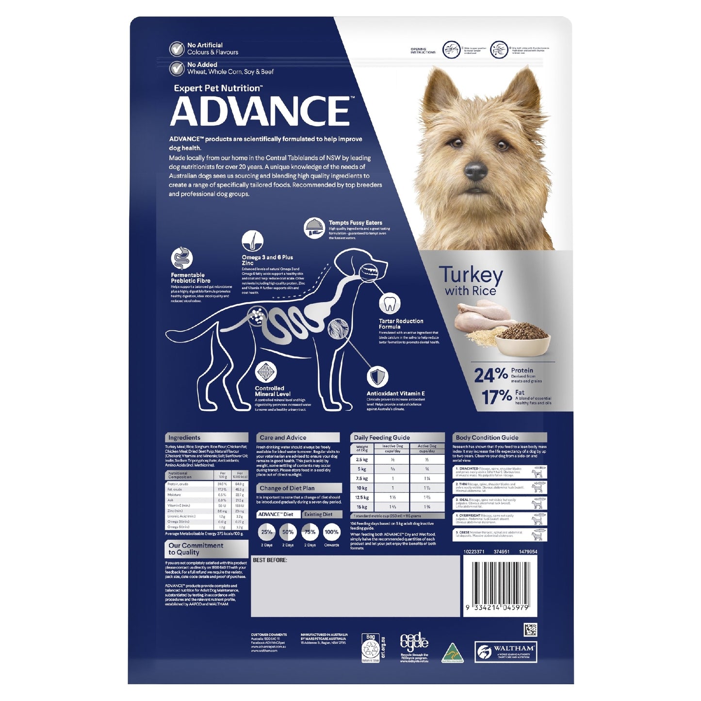 ADVANCE DOG ADULT SMALL BREED TURKEY 8KG