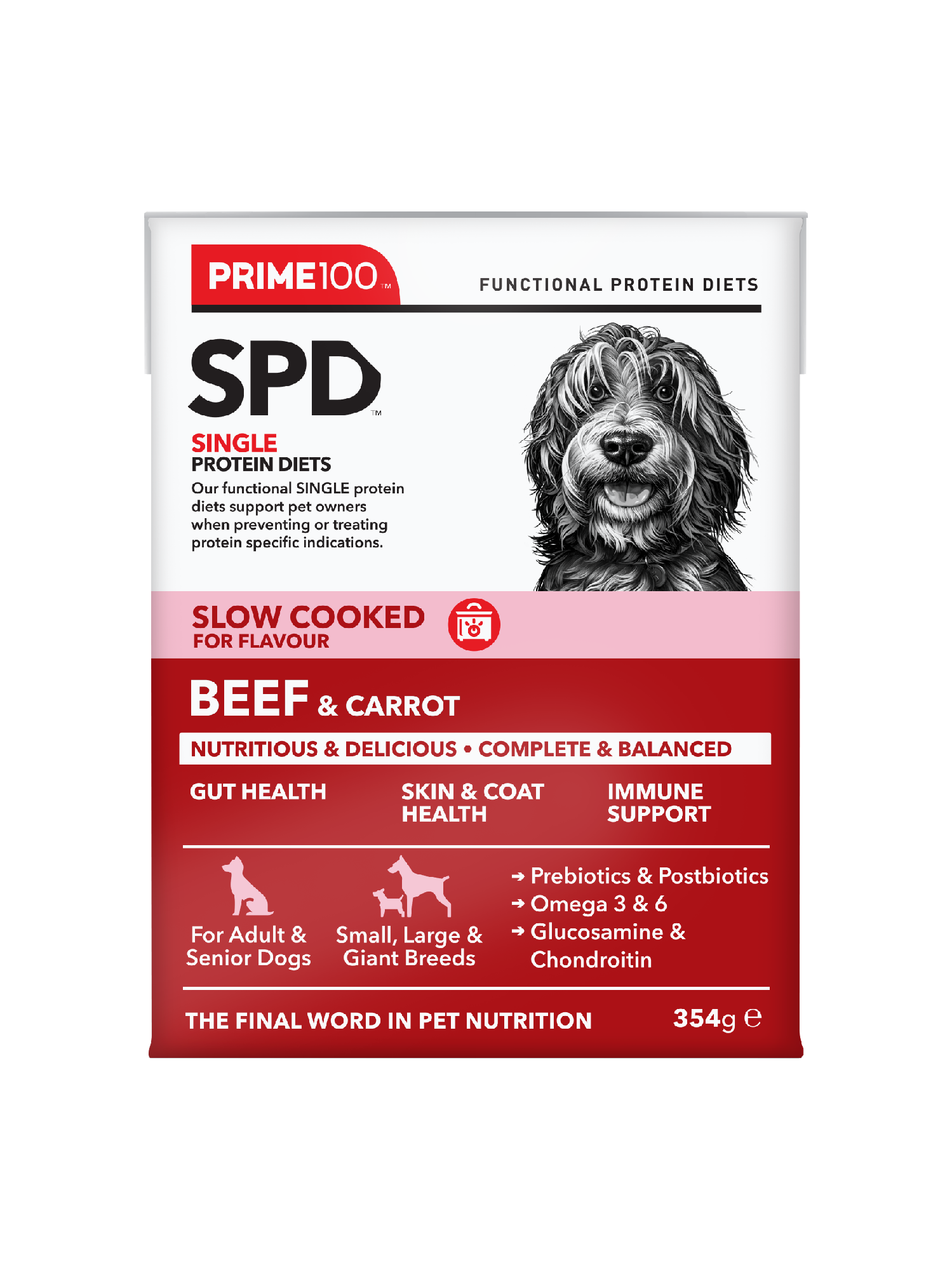 PRIME100 SPD SLOW COOKED BEEF & CARROT 354G