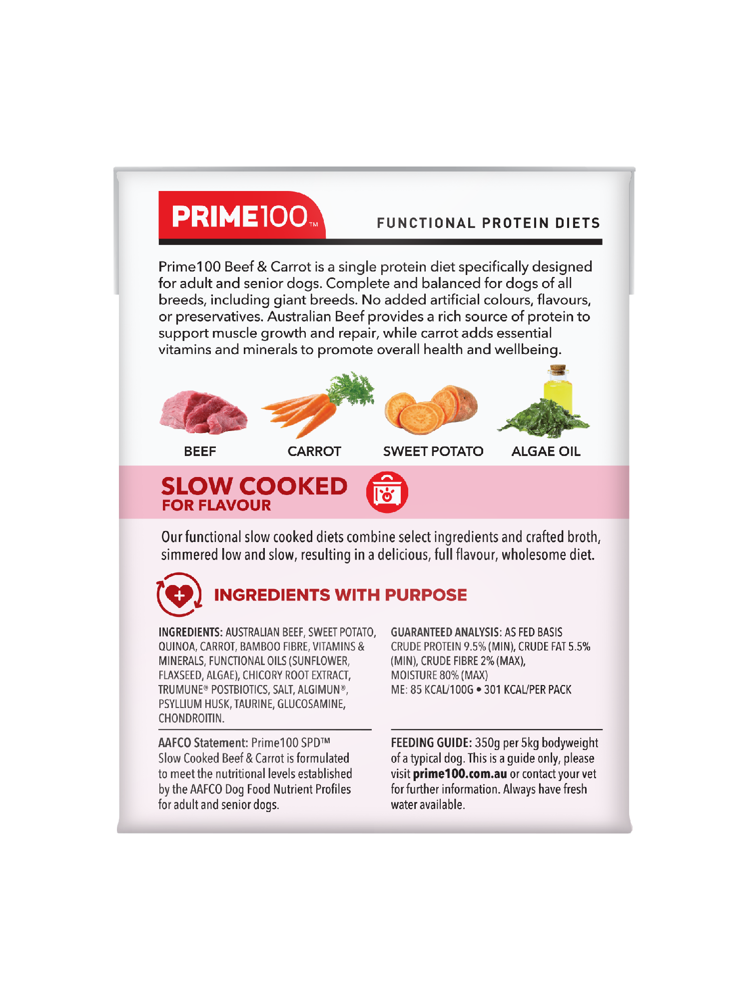 PRIME100 SPD SLOW COOKED BEEF & CARROT 354G