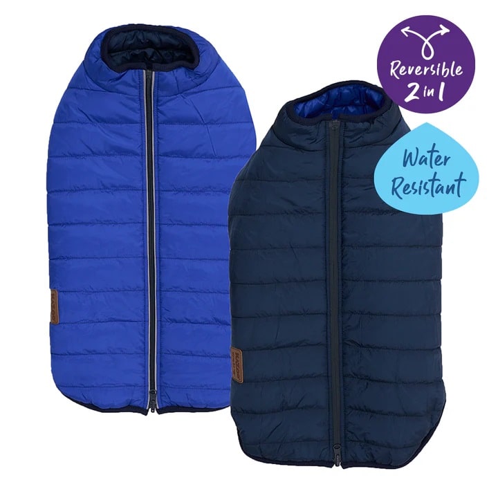 KAZOO COAT PUFFER REVERSIBLE BLUE & NAVY 33CM