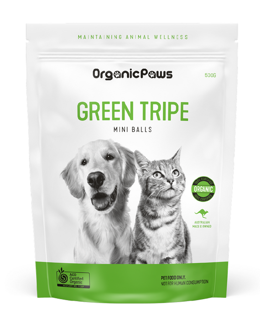 ORGANIC PAWS GREEN TRIP MINI BALLS 500G