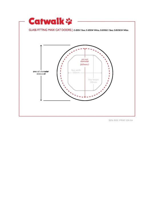CATWALK MAXI SLIMLINE CAT DOOR FOR GLASS - LARGE WHITE