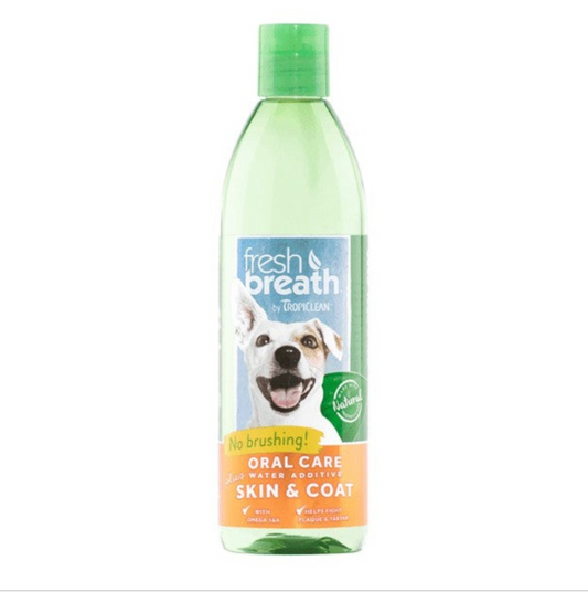TROPICLEAN FRESH BREATH WATER ADD  SKIN & COAT SUPPORT 473ML