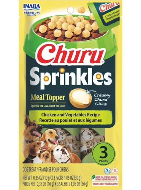 INABA CHURU DOG MEAL TOPPER CHICKEN AND VEG 30G 3PK