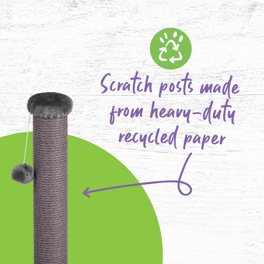 ECO-FRIENDLY KITTY SCRATCH POST - LG - CHARCOAL KAZOO