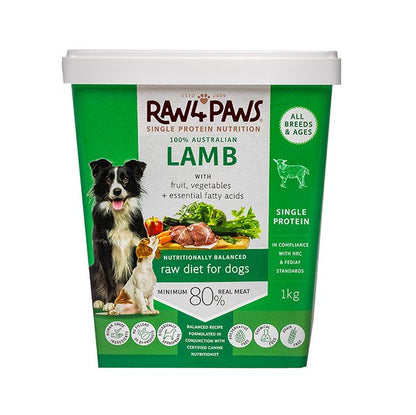 RAW 4 PAWS LAMB 1KG TUB